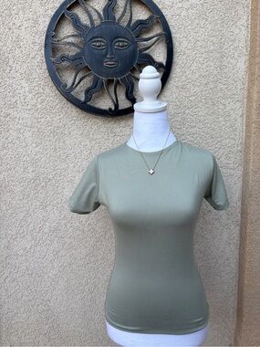 Sage Green Buttery Soft Crewneck Short Sleeve Top Everyday Basics Casual